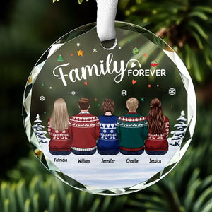 Love The Giver More Than The Gift - Family Personalized Custom Circle Glass Ornament - Christmas Gift For Family Members