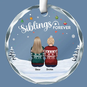 Love The Giver More Than The Gift - Family Personalized Custom Circle Glass Ornament - Christmas Gift For Family Members