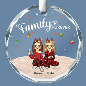 Family Makes The Season Bright - Family Personalized Custom Circle Glass Ornament - Christmas Gift For Family Members