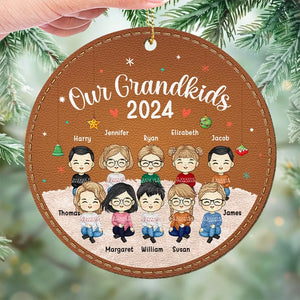 Our Grandkids - Family Personalized Custom Leather Ornament - Christmas Gift For Grandma