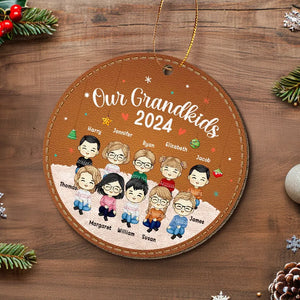 Our Grandkids - Family Personalized Custom Leather Ornament - Christmas Gift For Grandma