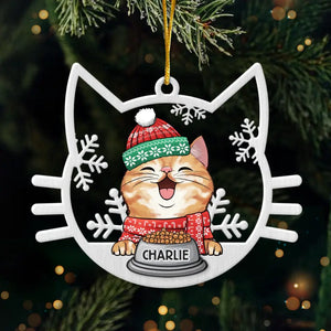 Cute Cat On Christmas Day - Cat Personalized Custom Ornament - Metal Custom Shaped - Christmas Gift For Pet Owners, Pet Lovers