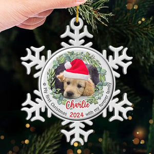 Custom Photo Furry And Bright - Dog & Cat Personalized Custom Ornament - Metal Custom Shaped - Christmas Gift For Pet Owners, Pet Lovers, First Christmas