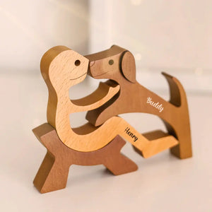 Personalized Custom Wooden Pet Carvings - The Love Between You And Your Fur-Friend - Gift For Pet Lovers - Wood Sculpture Table Ornaments, Carved Wood Decor