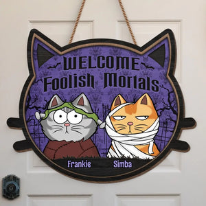 Feline The Halloween Spirit - Cat Personalized Custom Home Decor Wood Sign - Halloween Gift, House Warming Gift For Pet Owners, Pet Lovers