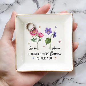 Like Wildflowers, We're Better Together - Bestie Personalized Custom Jewelry Dish - Gift For Best Friends, BFF, Sisters