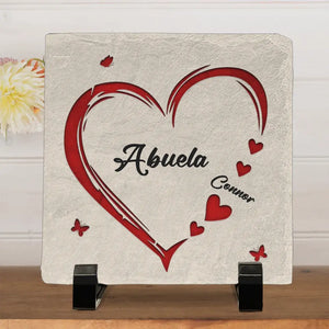 A Ray Of Sunshine Warmed Our Heart - Family Personalized Custom Square Shaped Stone With Stand - Gift For Mom, Grandma