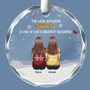 The Love Between Brothers And Sisters - Family Personalized Custom Circle Glass Ornament - Christmas Gift For Family Members