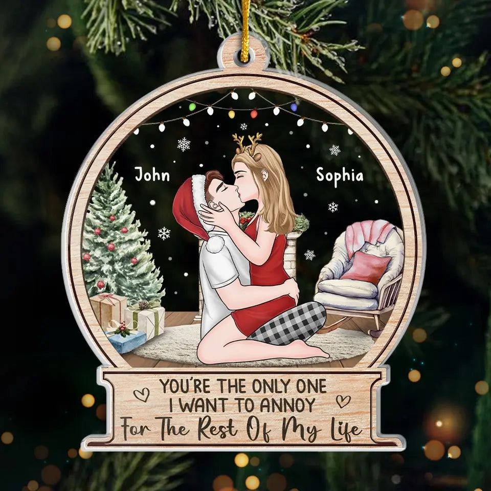 A Kiss From You And Everything Feels Right - Couple Personalized Custom Ornament - Acrylic Custom Shaped - Christmas Gift For Husband Wife, Anniversary