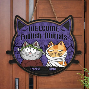 Feline The Halloween Spirit - Cat Personalized Custom Home Decor Wood Sign - Halloween Gift, House Warming Gift For Pet Owners, Pet Lovers