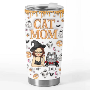 Time To Put On My Halloween Costume - Cat Personalized Custom 3D Inflated Effect Printed Tumbler - Halloween Gift For Pet Owners, Pet Lovers