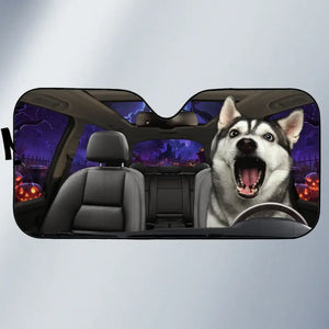 Custom Photo Pets Are Family, They Make Life Brighter - Dog & Cat Personalized Custom Auto Windshield Sunshade, Car Window Protector - Halloween Gift For Pet Owners, Pet Lovers