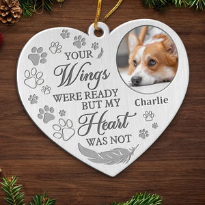 Custom Photo May You Find Comfort In The Arms Of An Angel - Memorial Personalized Custom Ornament - Metal Custom Shaped - Sympathy Gift, Christmas Gift For Pet Owners, Pet Lovers