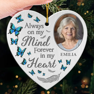 Custom Photo Now In Heaven, Forever At Peace - Memorial Personalized Custom Ornament - Metal Custom Shaped - Sympathy Gift, Christmas Gift For Family Members