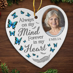 Custom Photo Now In Heaven, Forever At Peace - Memorial Personalized Custom Ornament - Metal Custom Shaped - Sympathy Gift, Christmas Gift For Family Members