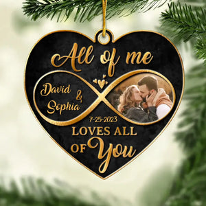 Custom Photo Love Is The Beauty Of The Soul - Couple Personalized Custom Ornament - Metal Custom Shaped - Christmas Gift For Husband Wife, Anniversary