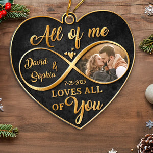 Custom Photo Love Is The Beauty Of The Soul - Couple Personalized Custom Ornament - Metal Custom Shaped - Christmas Gift For Husband Wife, Anniversary