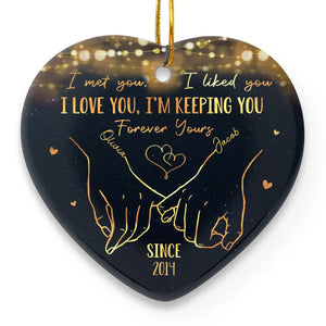 Love Was Made For Me And You - Couple Personalized Custom Ornament - Ceramic Heart Shaped - Christmas Gift For Husband Wife, Anniversary