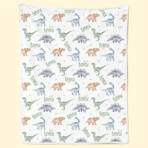 Gentle Warmth And Lovely Dinosaurs For Precious Moments - Family Personalized Custom Blanket - Gift For Baby Kids, Newborn Baby