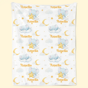 Such A Big Miracle, In Such A Little Elephant - Family Personalized Custom Baby Blanket - Gift For Baby Kids, Newborn Baby