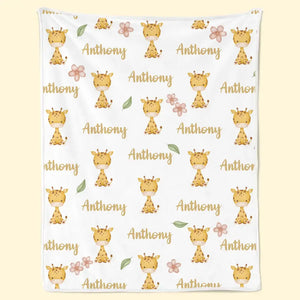 Tall Dreams Start With Tiny Giraffe Legs - Family Personalized Custom Baby Blanket - Gift For Baby Kids, Newborn Baby