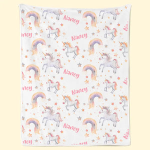 Born To Sparkle Like A Unicorn - Family Personalized Custom Baby Blanket - Gift For Baby Kids, Newborn Baby