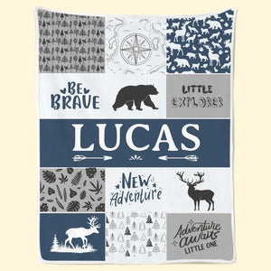 Be Brave Little Explorer - Family Personalized Custom Baby Blanket - Gift For Baby Kids, Newborn Baby