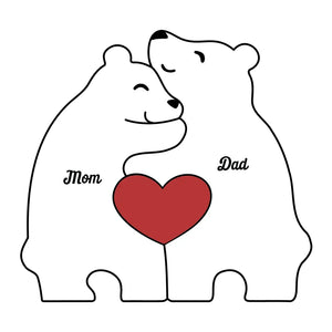 Let Love Be Genuine - Family Personalized Custom Bear Shaped Wooden Art Puzzle - Wooden Pet Carvings, Wood Sculpture Table Ornaments, Carved Wood Decor - Gift For Family Members