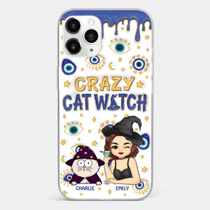 You Can't Scare Me I'm The Crazy Cat Witch - Cat Personalized Custom 3D Inflated Effect Printed Clear Phone Case - Halloween Gift For Pet Owners, Pet Lovers