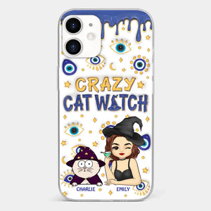 You Can't Scare Me I'm The Crazy Cat Witch - Cat Personalized Custom 3D Inflated Effect Printed Clear Phone Case - Halloween Gift For Pet Owners, Pet Lovers