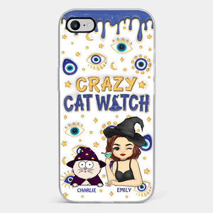 You Can't Scare Me I'm The Crazy Cat Witch - Cat Personalized Custom 3D Inflated Effect Printed Clear Phone Case - Halloween Gift For Pet Owners, Pet Lovers