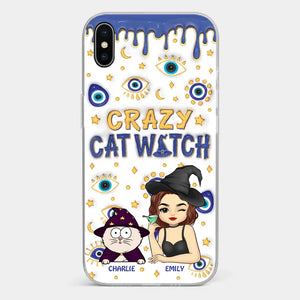 You Can't Scare Me I'm The Crazy Cat Witch - Cat Personalized Custom 3D Inflated Effect Printed Clear Phone Case - Halloween Gift For Pet Owners, Pet Lovers