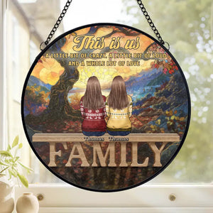 Family Forever In My Heart - Family Personalized Custom Stained Glass Window Hanging Suncatcher - Christmas Gift For Family Members