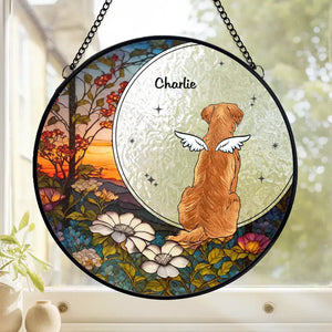 A Dog’s Love Is Forever - Memorial Personalized Custom Stained Glass Window Hanging Suncatcher - Sympathy Gift For Pet Owners, Pet Lovers