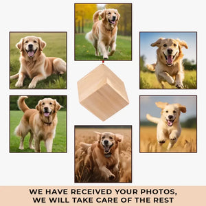 Custom Photo Beautiful Time With You - Dog & Cat Personalized Custom Wooden Cube Ornament - Christmas Gift For Pet Owners, Pet Lovers