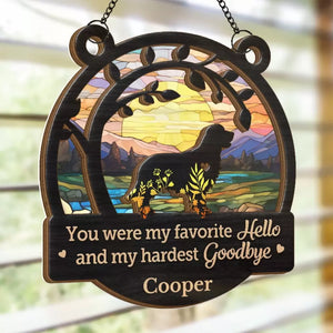 No Longer By Our Side, But Forever In Our Hearts - Memorial Personalized Window Hanging Suncatcher - Sympathy Gift For Pet Owners, Pet Lovers