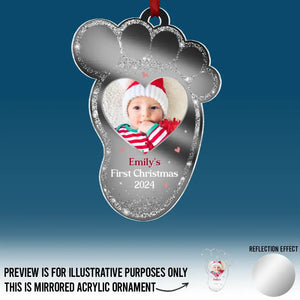 Custom Photo Baby's First Noel - Family Personalized Custom Mirrored Acrylic Ornament - Christmas Gift For Baby Kids, Newborn Baby