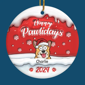 Santa Paws Brought Me The Cutest Little Christmas Sidekick - Dog & Cat Personalized Custom 3D Inflated Effect Printed Ornament - Ceramic Round Shaped - Christmas Gift For Pet Owners, Pet Lovers