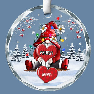 The True Power Behind The Power - Family Personalized Custom Circle Glass Ornament - Christmas Gift For Mom, Grandma