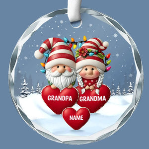 Every Time We Love, Every Time We Give, It’s Christmas - Family Personalized Custom Circle Glass Ornament - Christmas Gift For Grandpa, Grandma