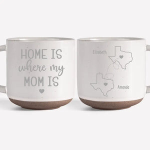 Home Is Where My Mom Is - Family Personalized Custom Pottery Mug - Gift For Mom, Grandma