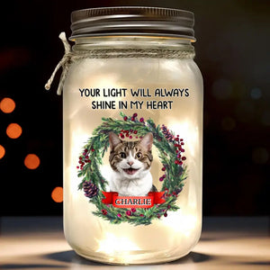 Custom Photo Light Up Your Life With Furry Love - Dog & Cat Personalized Custom Mason Jar Light - Christmas Gift For Pet Owners, Pet Lovers