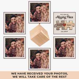 Custom Photo You Are My Missing Piece - Couple Personalized Custom Wooden Cube Ornament - Christmas Gift For Husband Wife, Anniversary