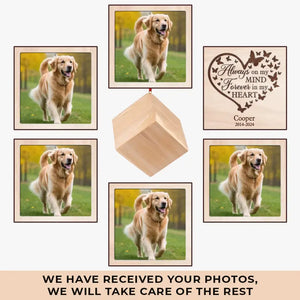 Custom Photo Always On My Mind - Memorial Personalized Custom Wooden Cube Ornament - Sympathy Gift, Christmas Gift For Pet Owners, Pet Lovers