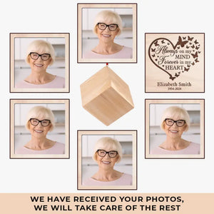 Custom Photo Always On My Mind - Memorial Personalized Custom Wooden Cube Ornament - Sympathy Gift, Christmas Gift For Family Members