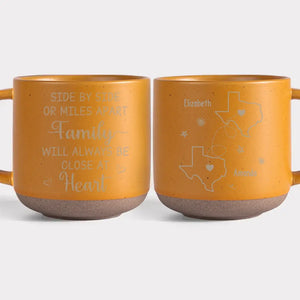 Though We May Be Far Apart, We Are Always Close At Heart - Family Personalized Custom Pottery Mug - Gift For Family Members