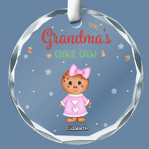 Gingerbread Crumbs And Grandma's Heartfelt Embrace - Family Personalized Custom Circle Glass Ornament - Christmas Gift For Mom, Grandma