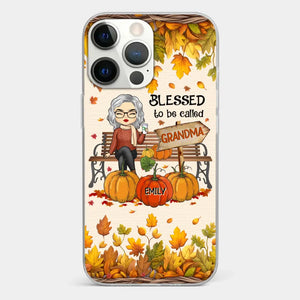 Grandma's Love Is The Heart Of Our Family - Family Personalized Custom Clear Phone Case - Autumn Fall Gift For Grandma