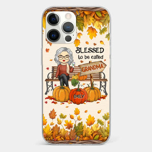 Grandma's Love Is The Heart Of Our Family - Family Personalized Custom Clear Phone Case - Autumn Fall Gift For Grandma