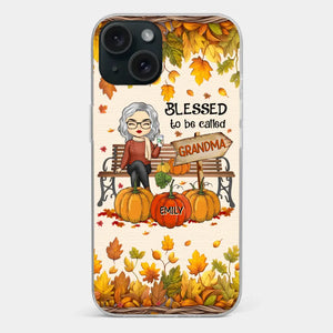 Grandma's Love Is The Heart Of Our Family - Family Personalized Custom Clear Phone Case - Autumn Fall Gift For Grandma